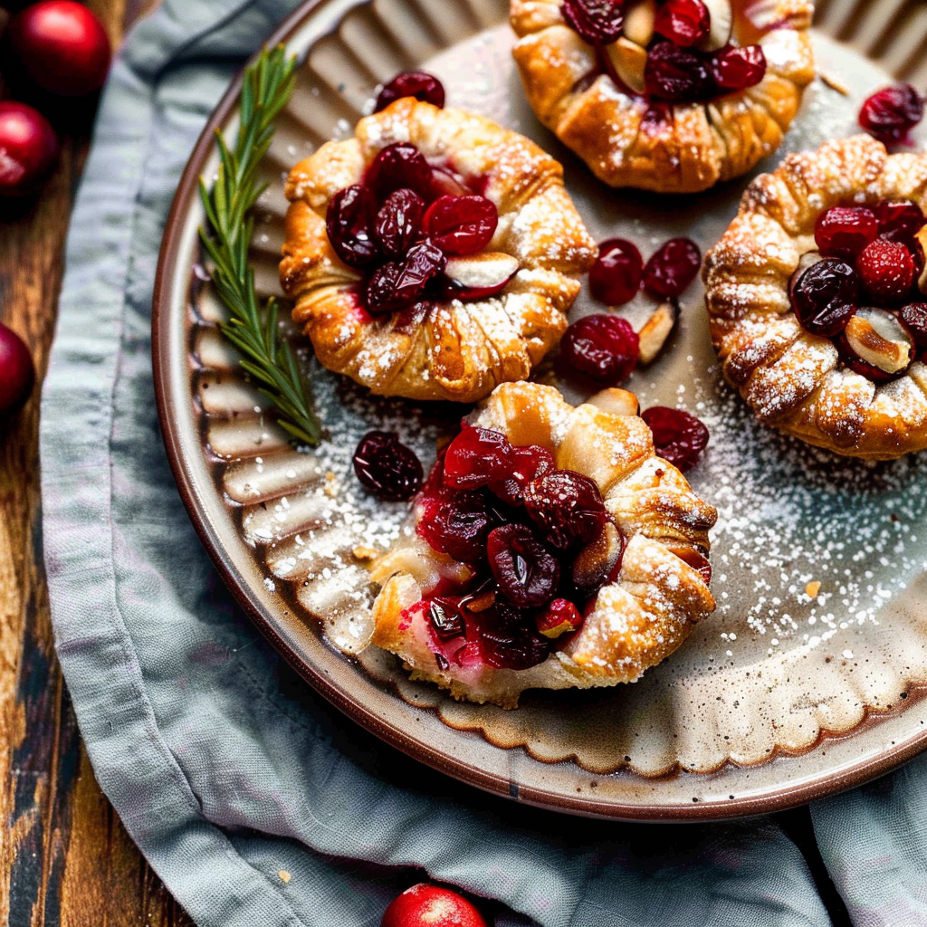 Recipe preparation for Cranberry Brie Puff Pastry Tartlets
