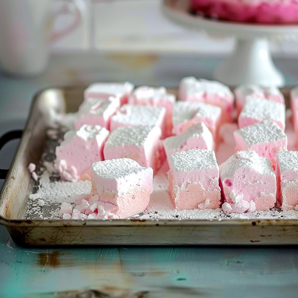 Recipe preparation for Cranberry Rosewater Marshmallows