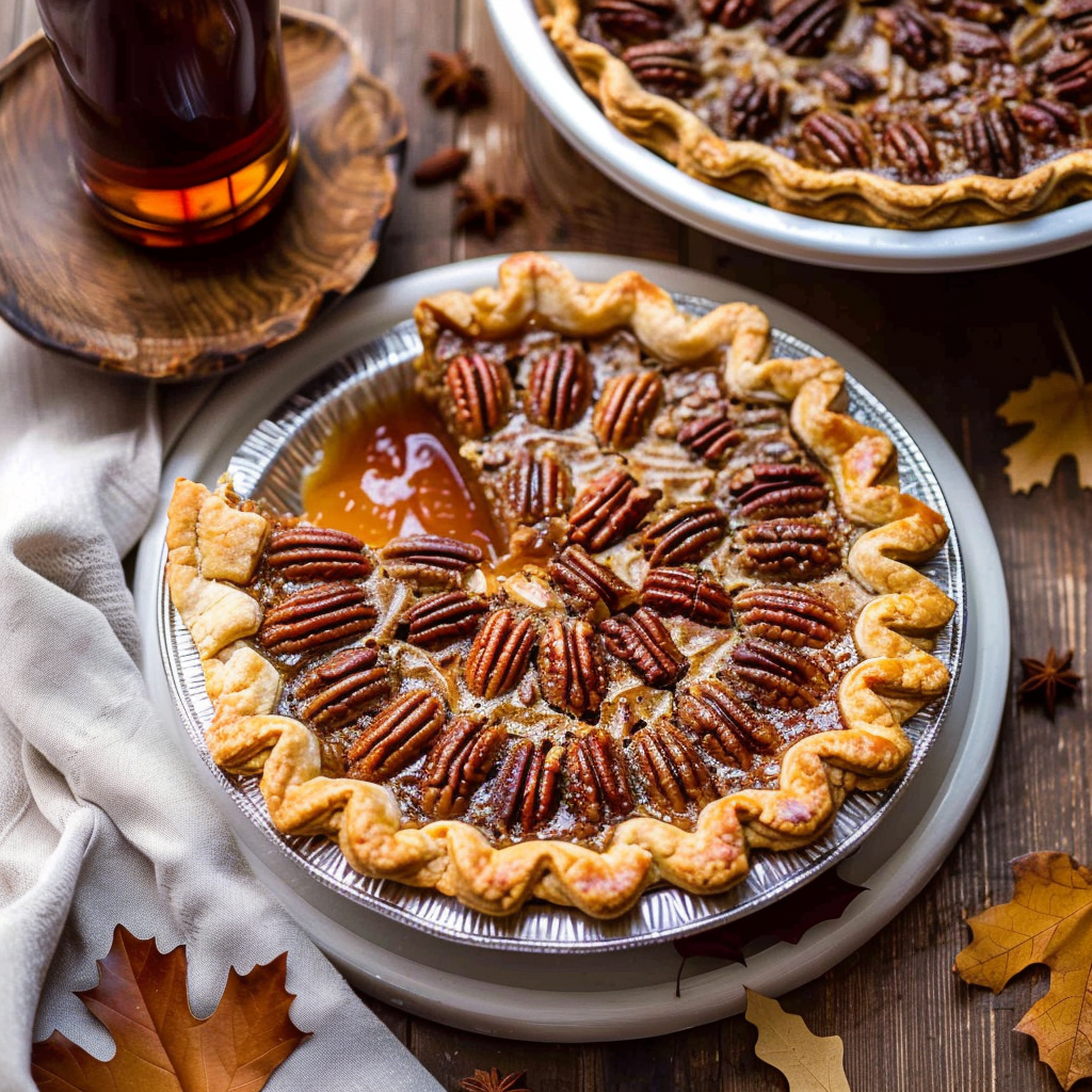 Recipe preparation for Bourbon-pecan pie with flaky lattice crust