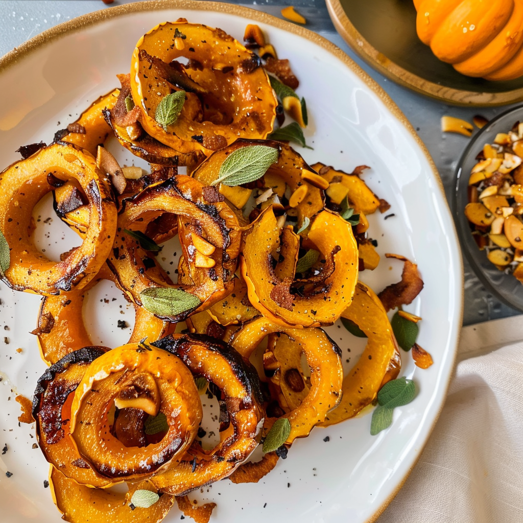 Recipe preparation for Roasted Delicata Squash Rings