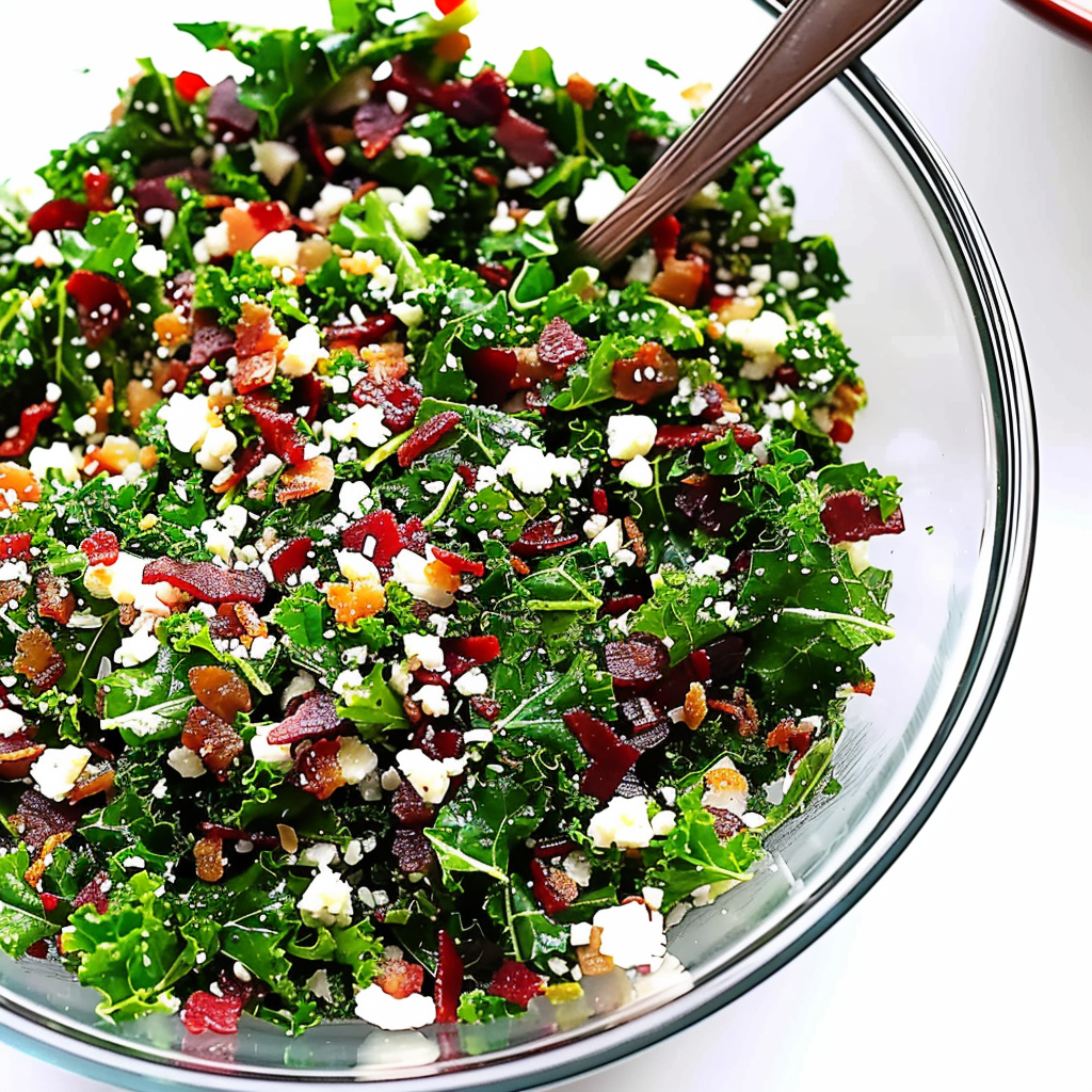 Recipe preparation for Kale Salad with Bacon