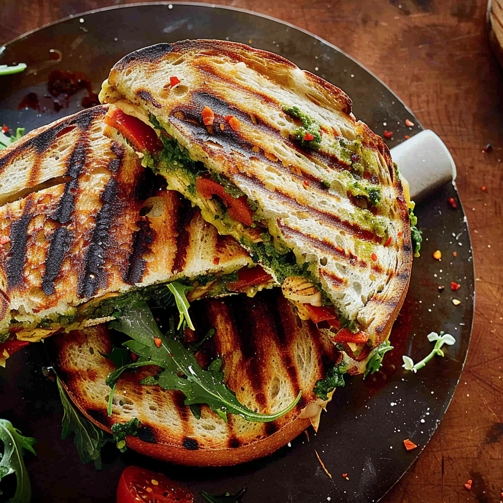 Recipe preparation for Quick Chicken and Pesto Panini