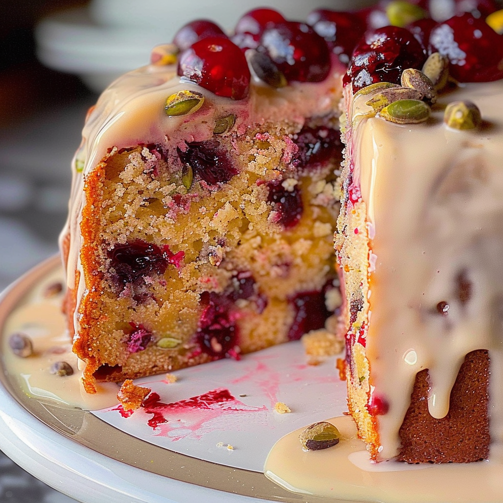 Recipe preparation for Cranberry and Pistachio Cake