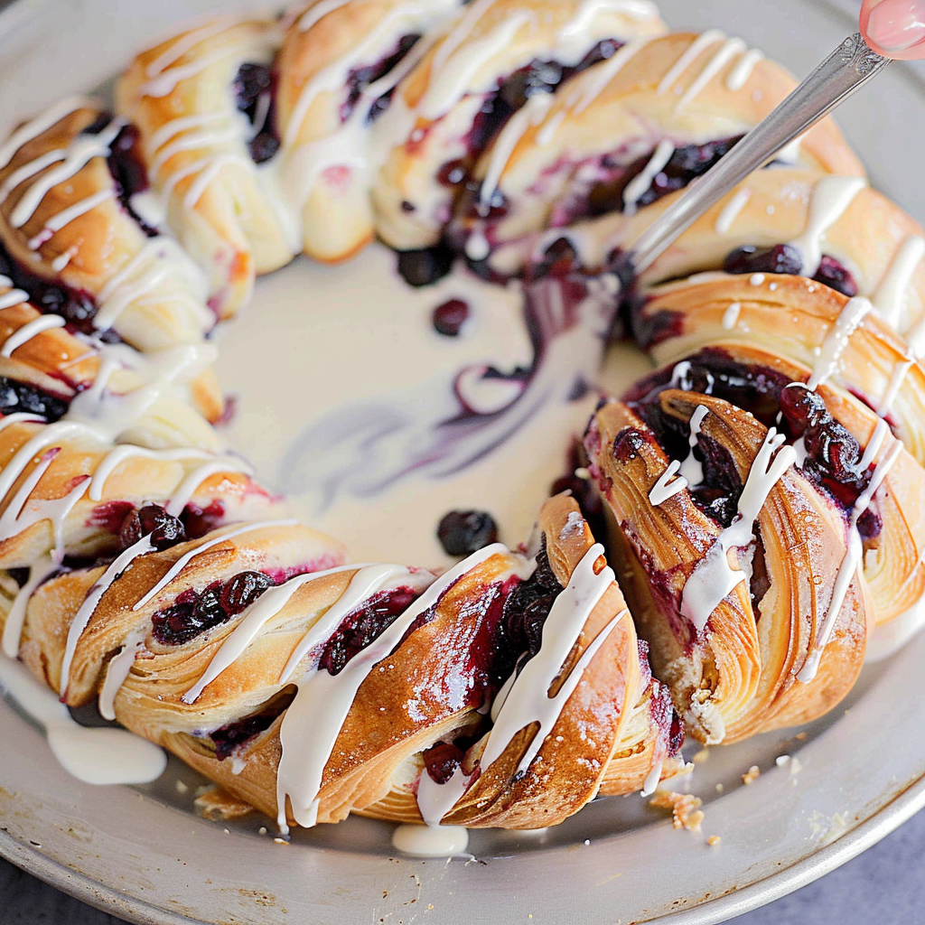 Recipe preparation for Cranberry Cream Cheese Danish Wreath