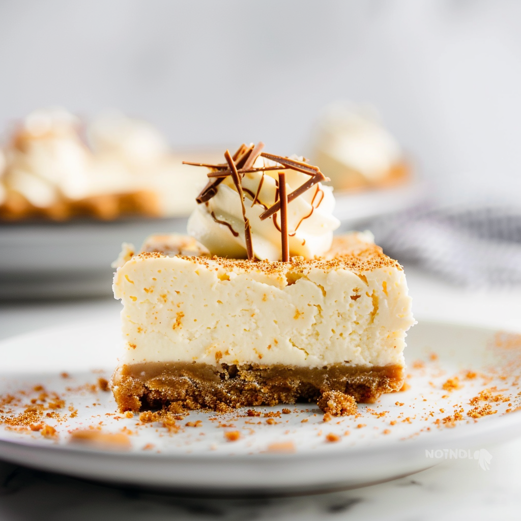 Recipe preparation for Eggnog White Chocolate Cheesecake Bars