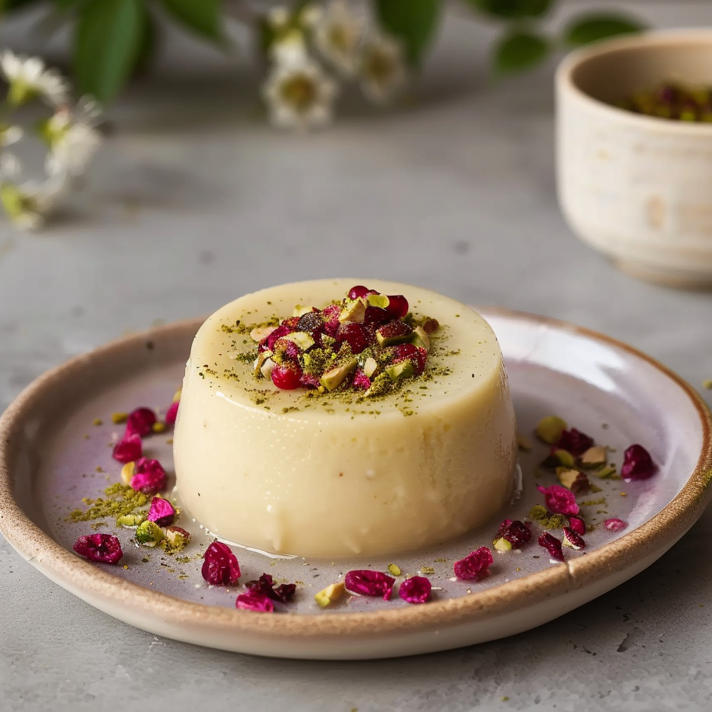 Recipe preparation for Cranberry Pistachio Panna Cotta