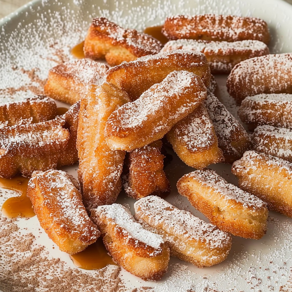 Recipe preparation for Gingerbread Churro Bites with Caramel Dip