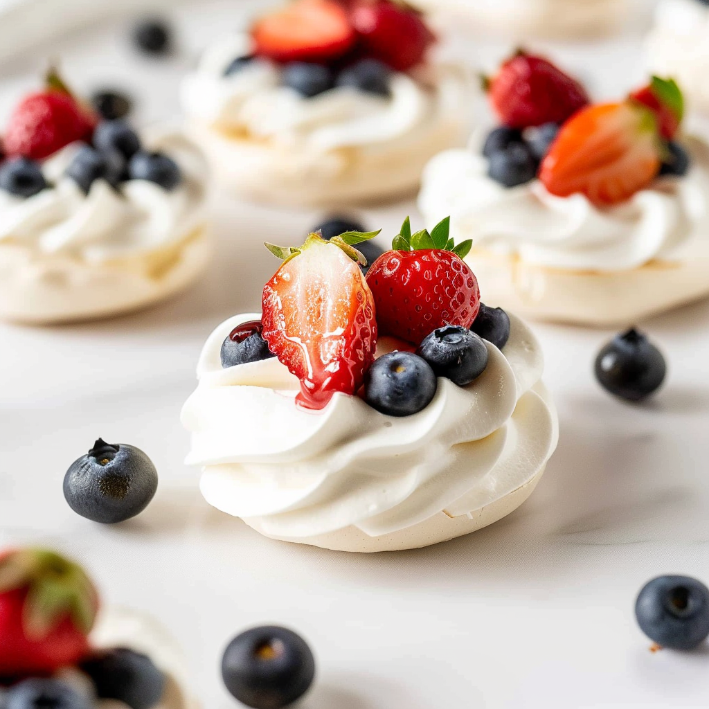 Recipe preparation for Berries & Cream Gluten-Free Pavlova Nests
