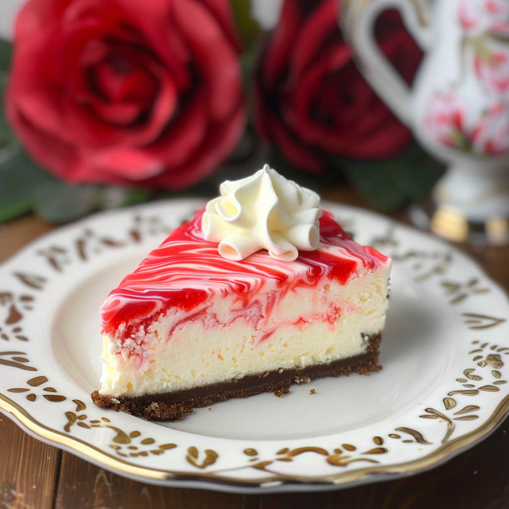 Recipe preparation for Red & White Swirl Peppermint Cheesecake