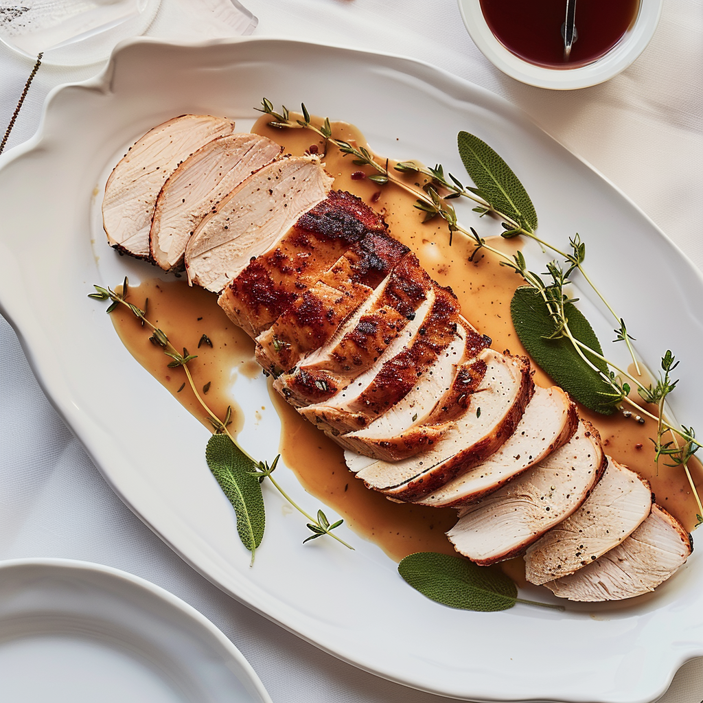 Recipe preparation for Turkey Tenderloin with Pan Sauce