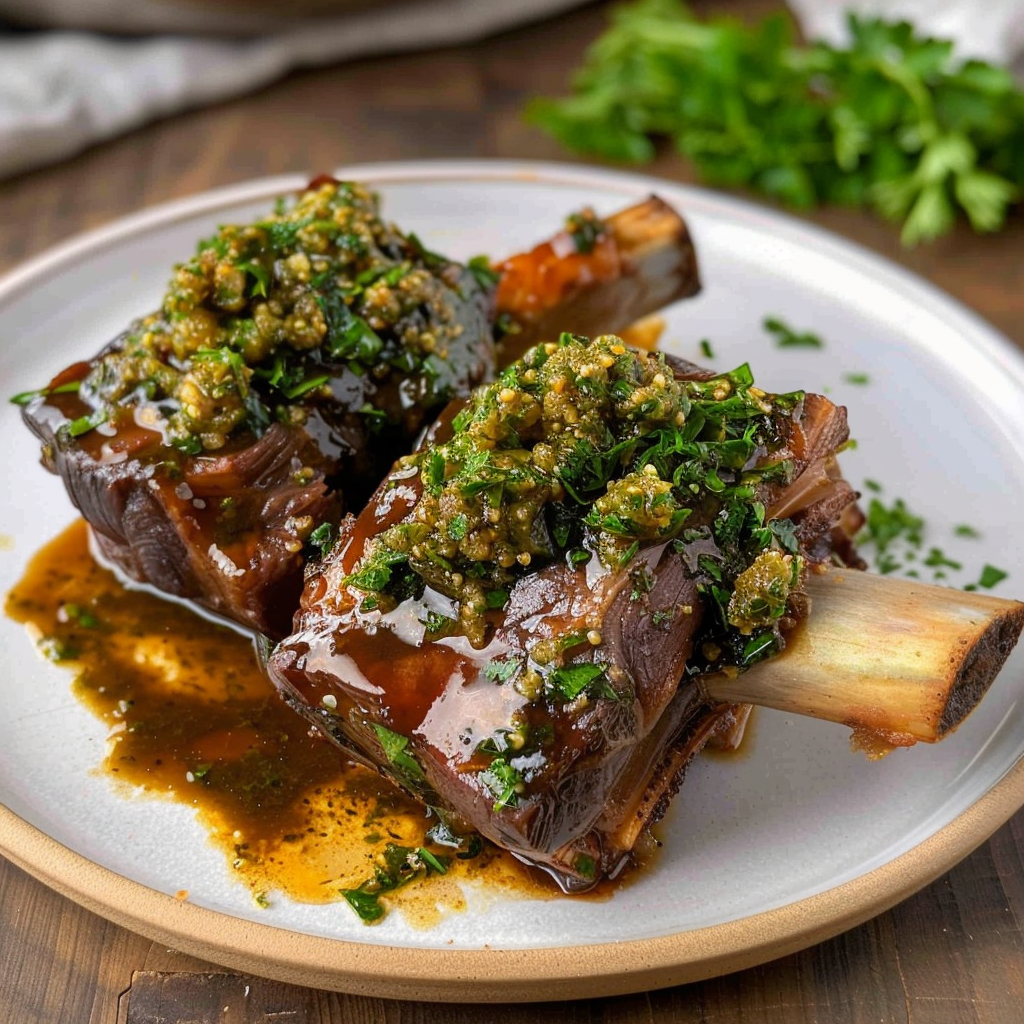 Recipe preparation for Instant Pot Short Ribs with Seaweed Gremolata