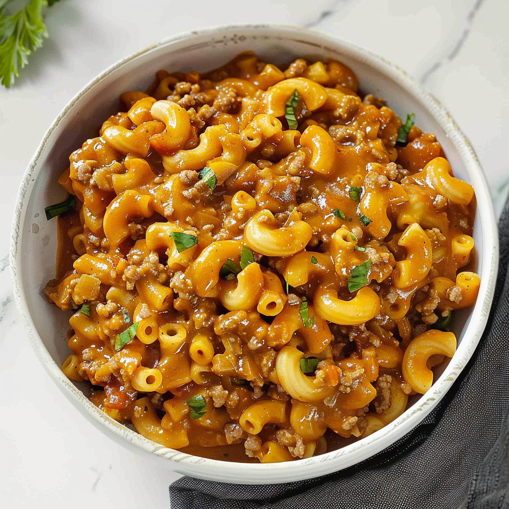 Recipe preparation for Chili Mac One-Pot Dinner