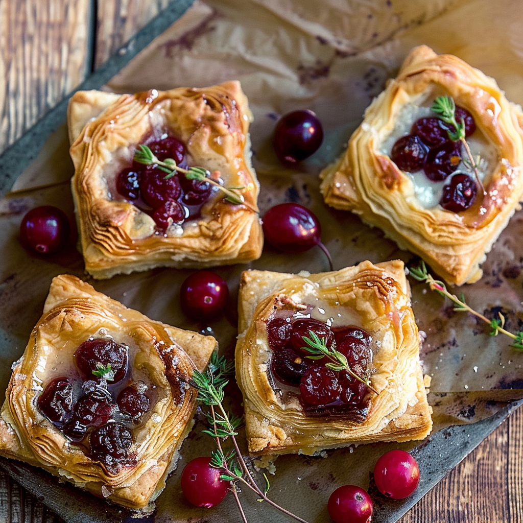 Recipe preparation for Cranberry & Brie Puff Pastry Tartlets