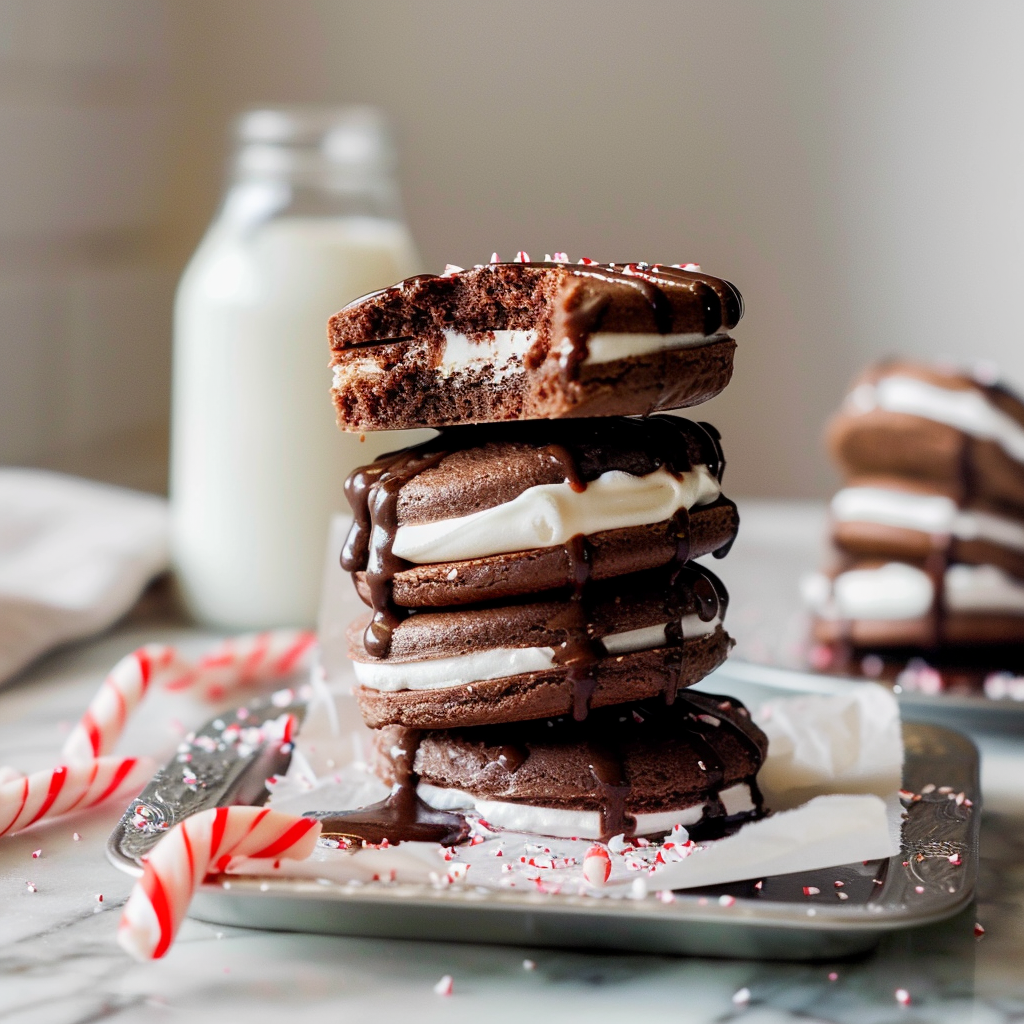 Recipe preparation for Peppermint Mocha Ice Cream Sandwiches