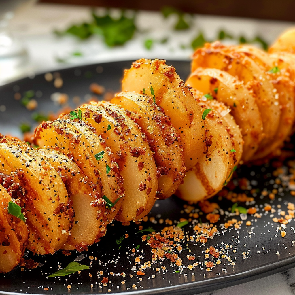 Recipe preparation for Crispy Parmesan Potato Twist