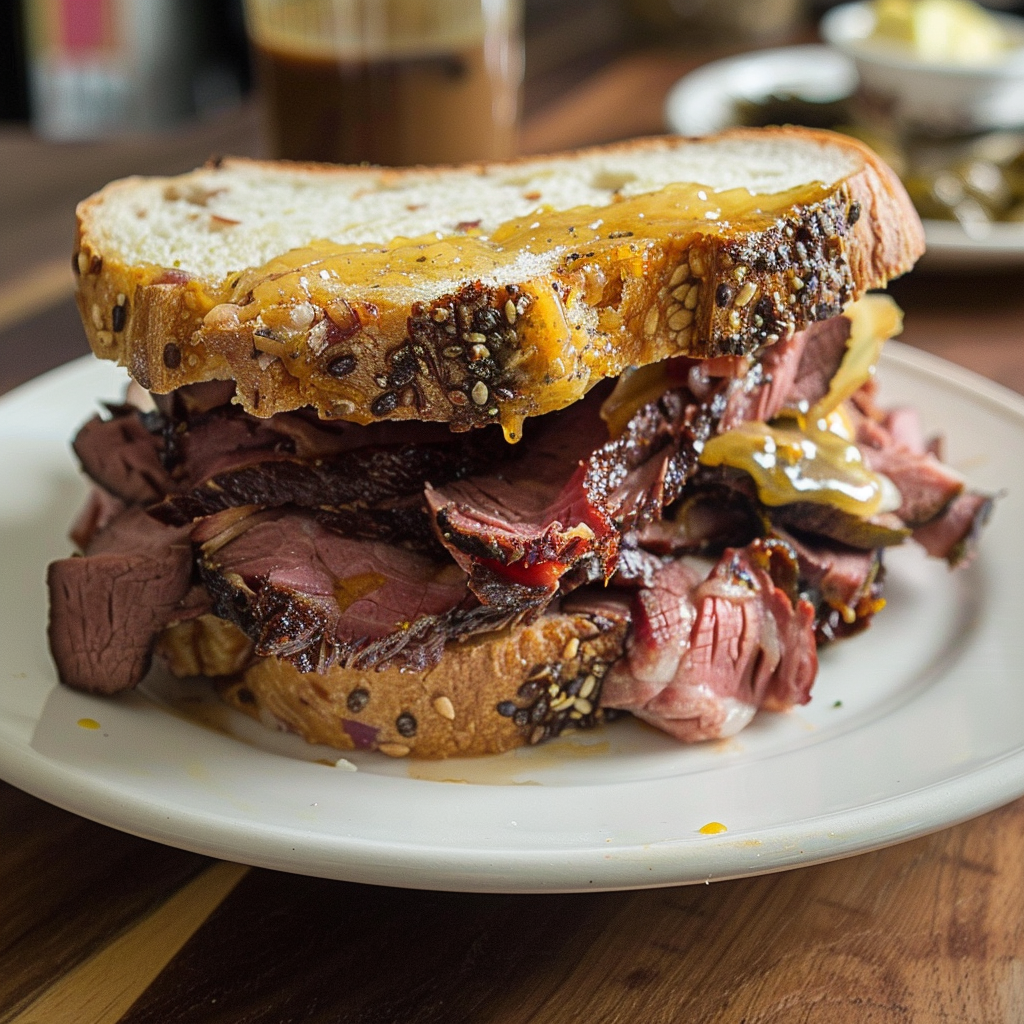 Recipe preparation for Montreal Smoked Meat Sandwiches