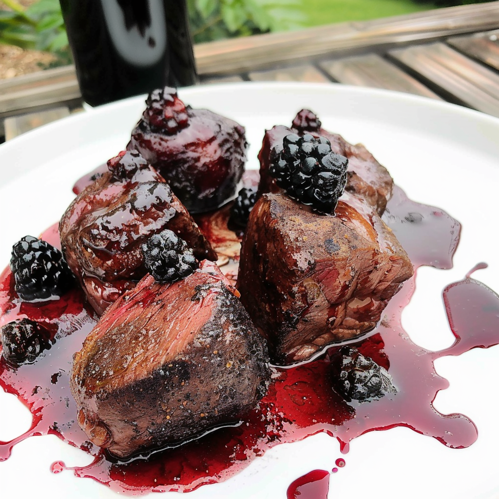 Recipe preparation for Pan-Seared Venison with Blackberry Jus