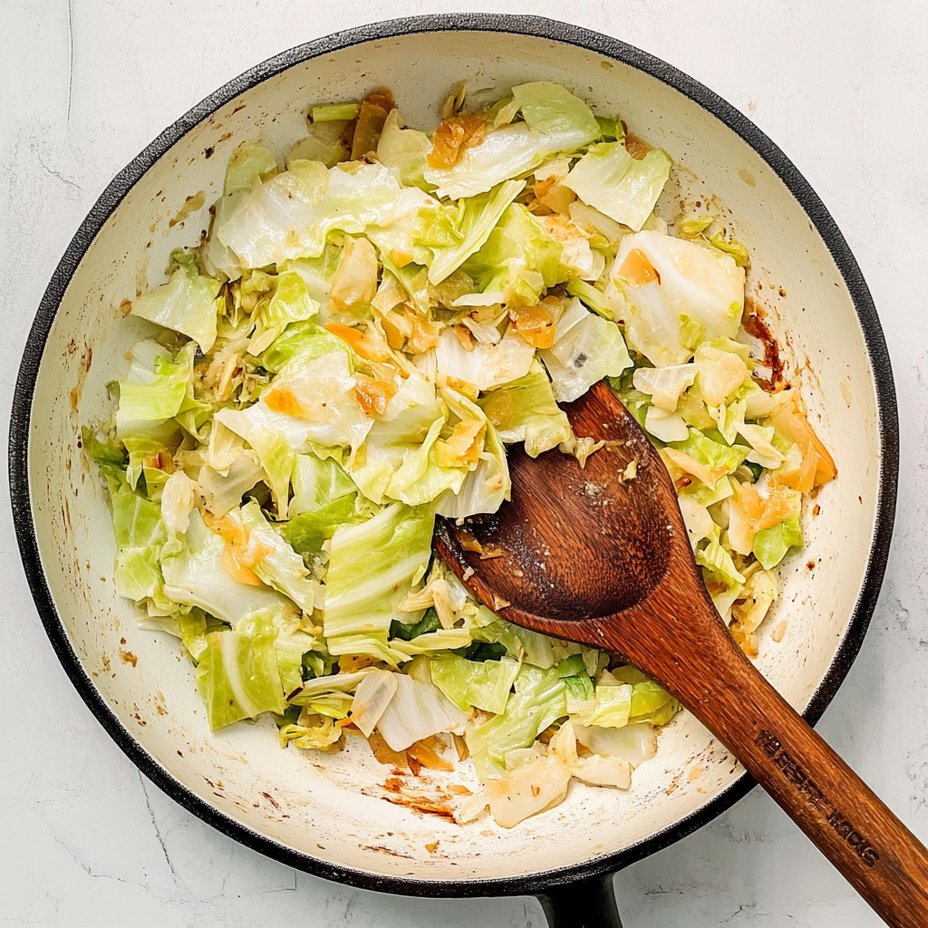 Recipe preparation for Garlic-Cabbage Sauté