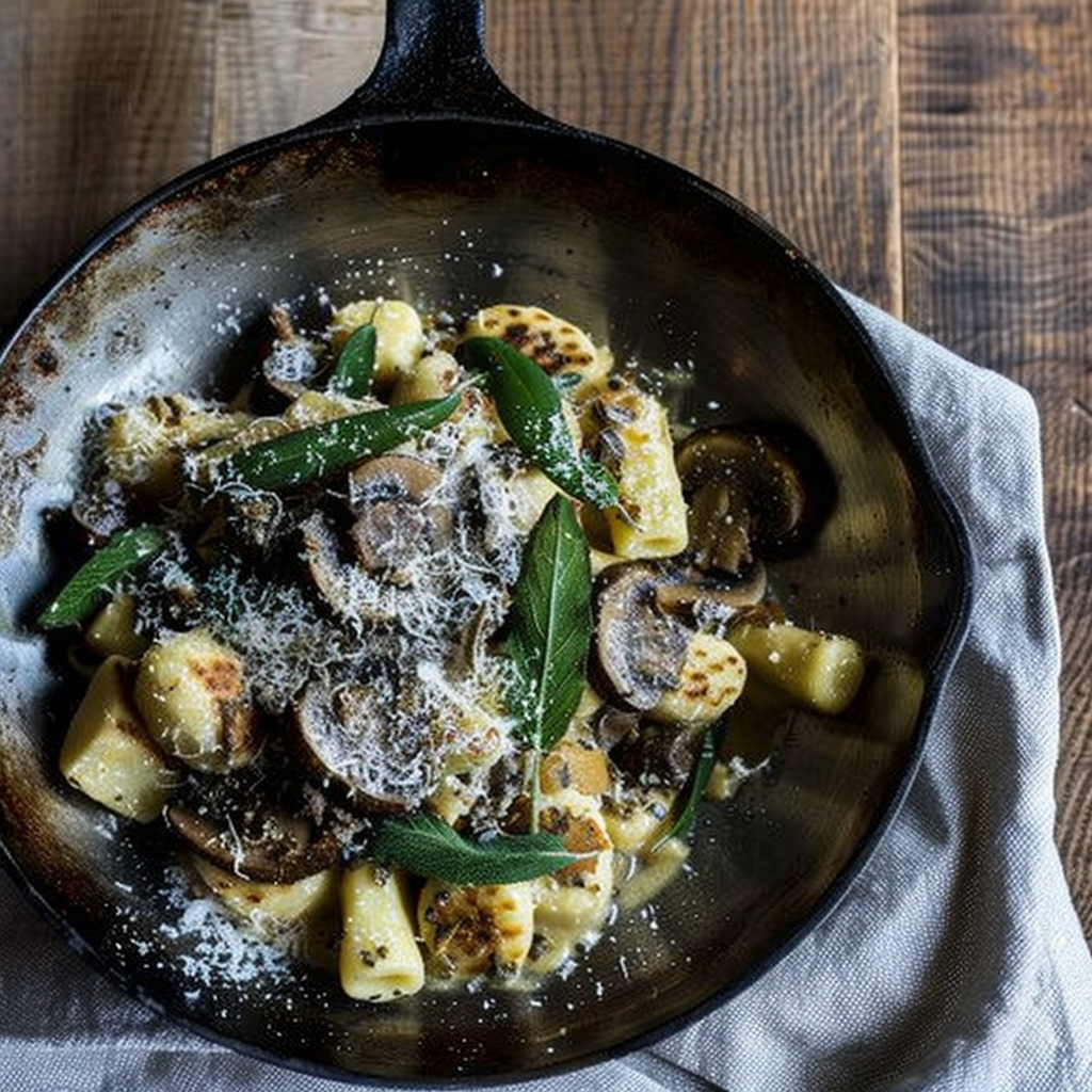 Recipe preparation for Savory Herbed Beef & Mushroom Gnocchi