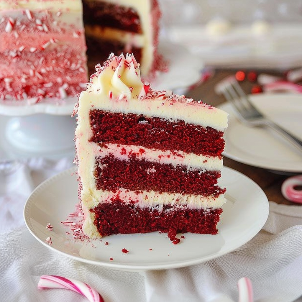 Recipe preparation for Candy Cane Red Velvet Cake