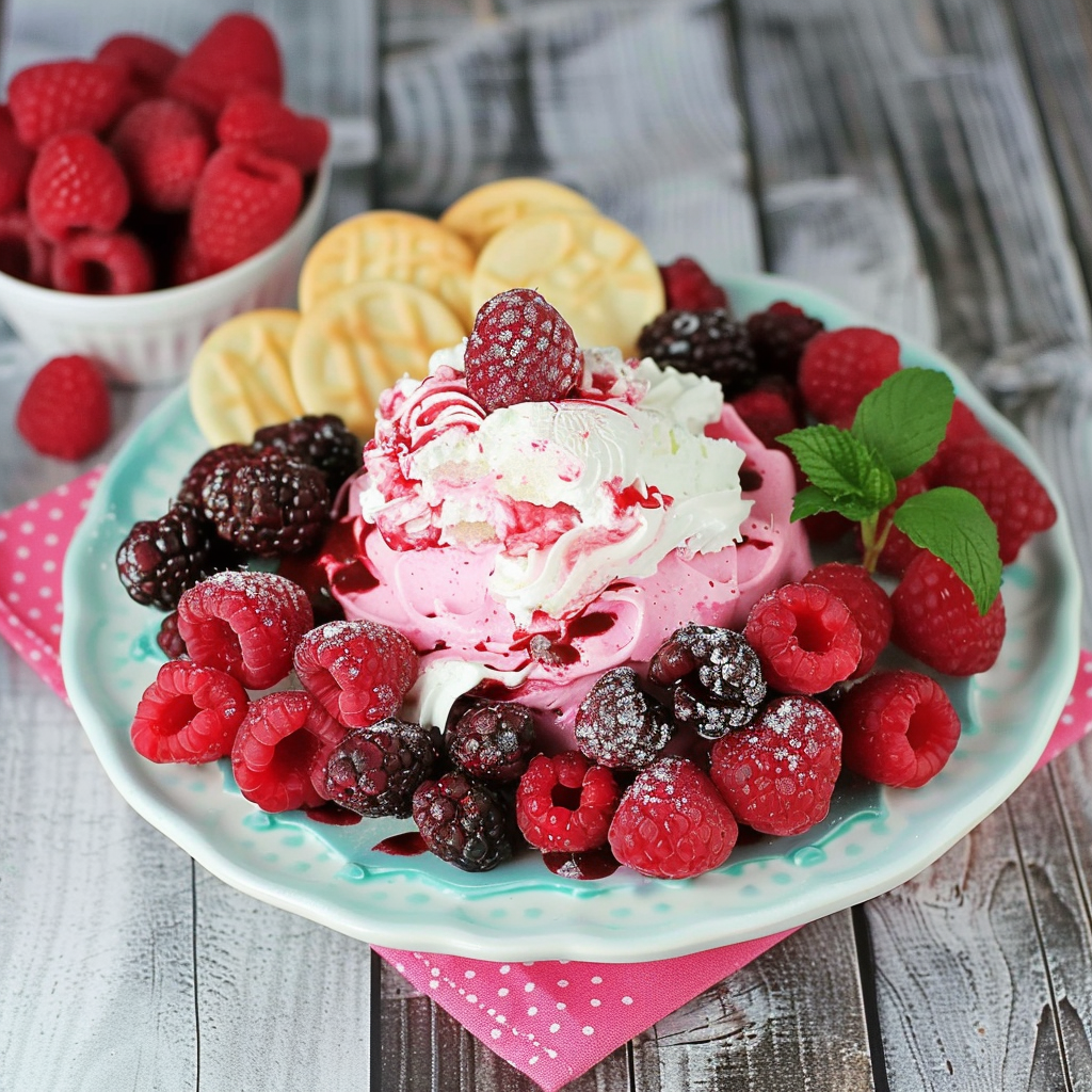 Recipe preparation for Sparkling Raspberry White Chocolate Dip