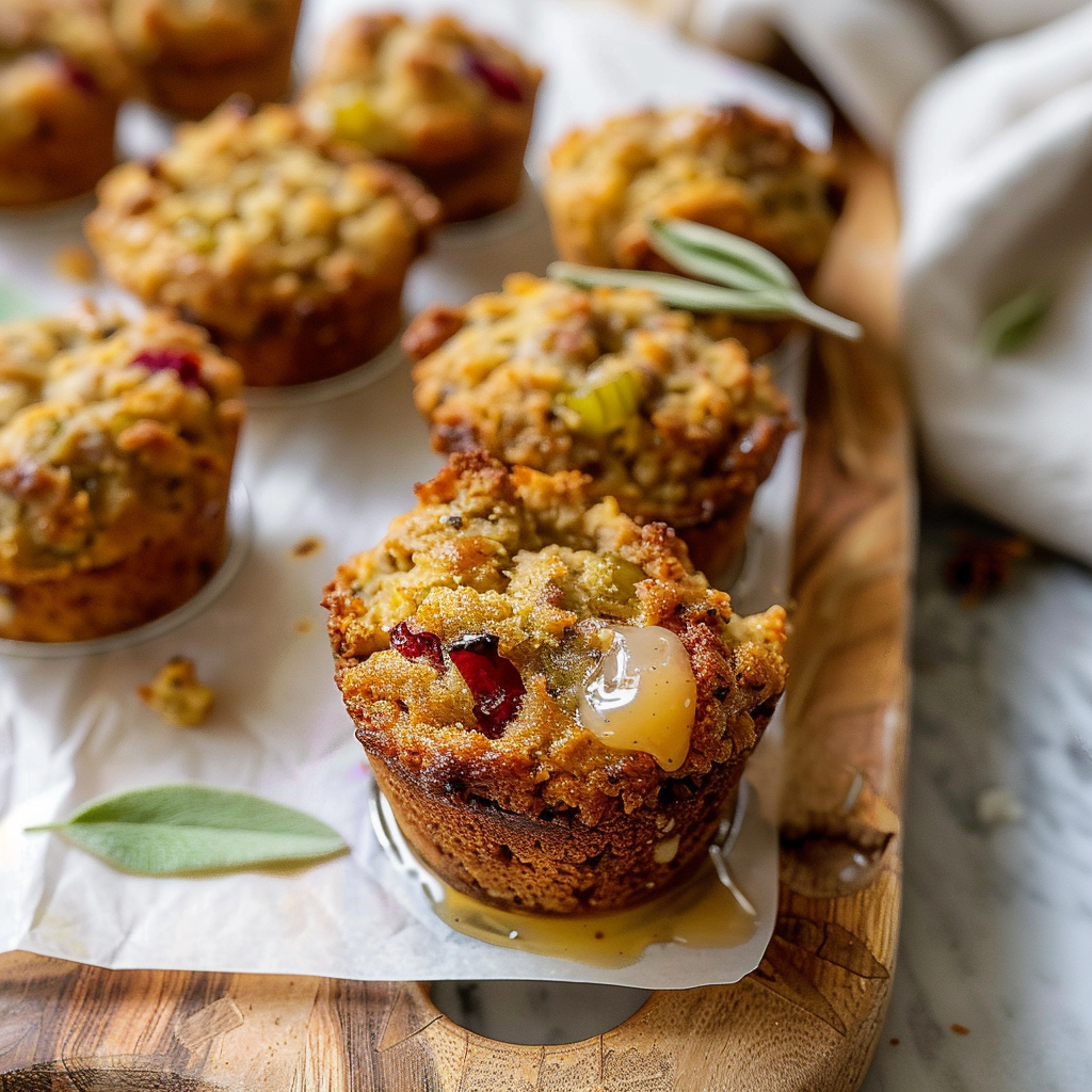 Recipe preparation for Maple Glazed Sausage Stuffing Muffins
