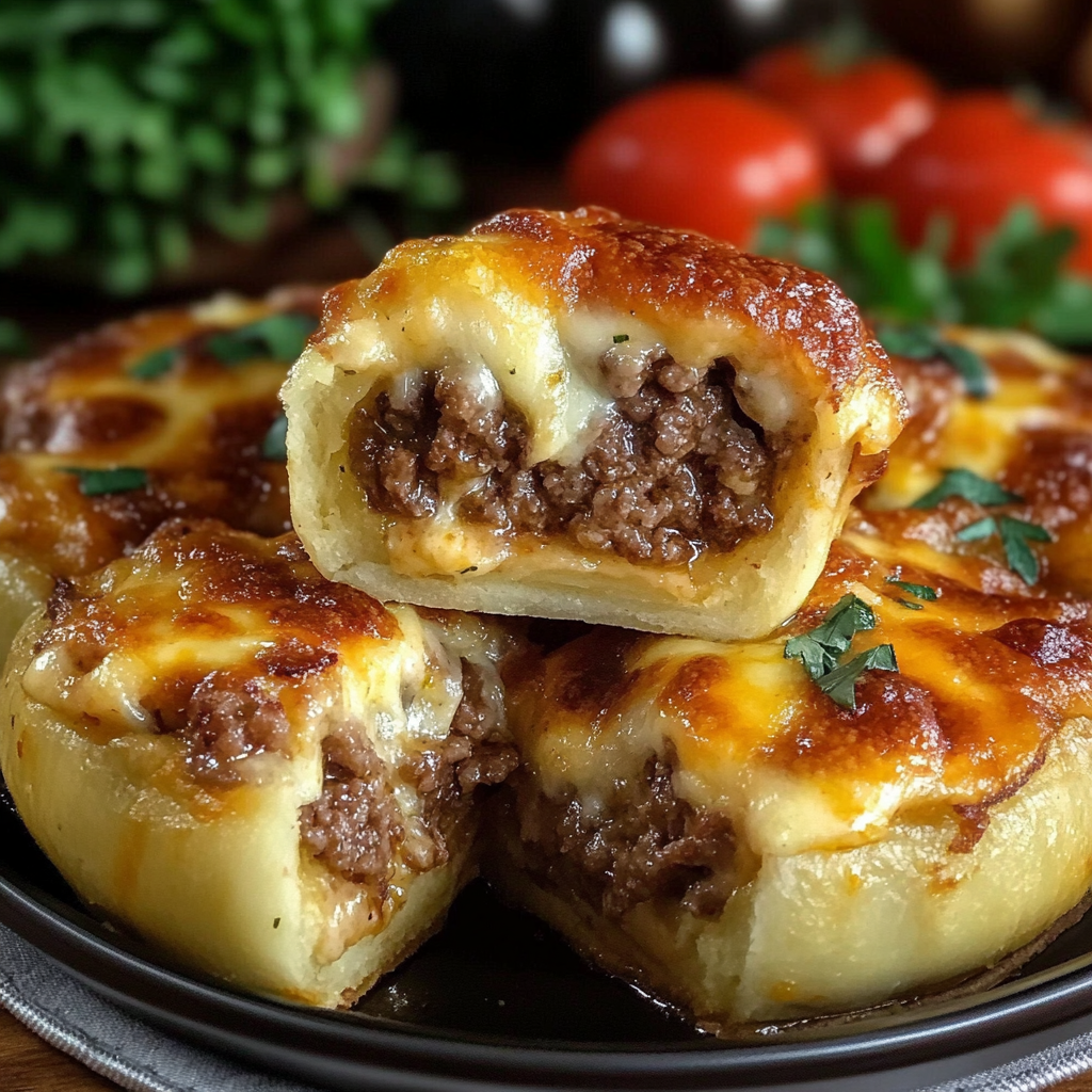 Recipe preparation for Garlic Butter Beef Cheeseburger Rollips