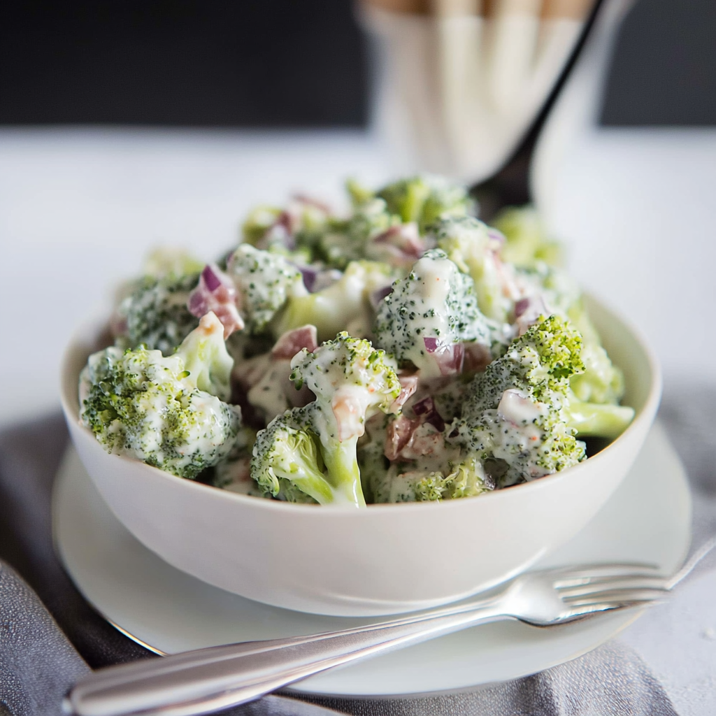 Recipe preparation for Creamy Broccoli Salad
