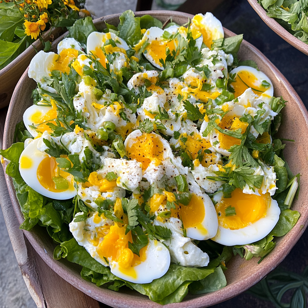 Recipe preparation for Egg Salad with Spring Onions