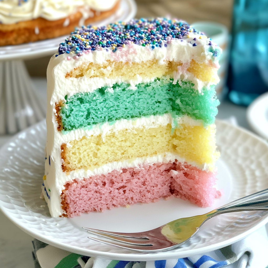 Recipe preparation for Easy Easter Layer Cake with Cake Mix
