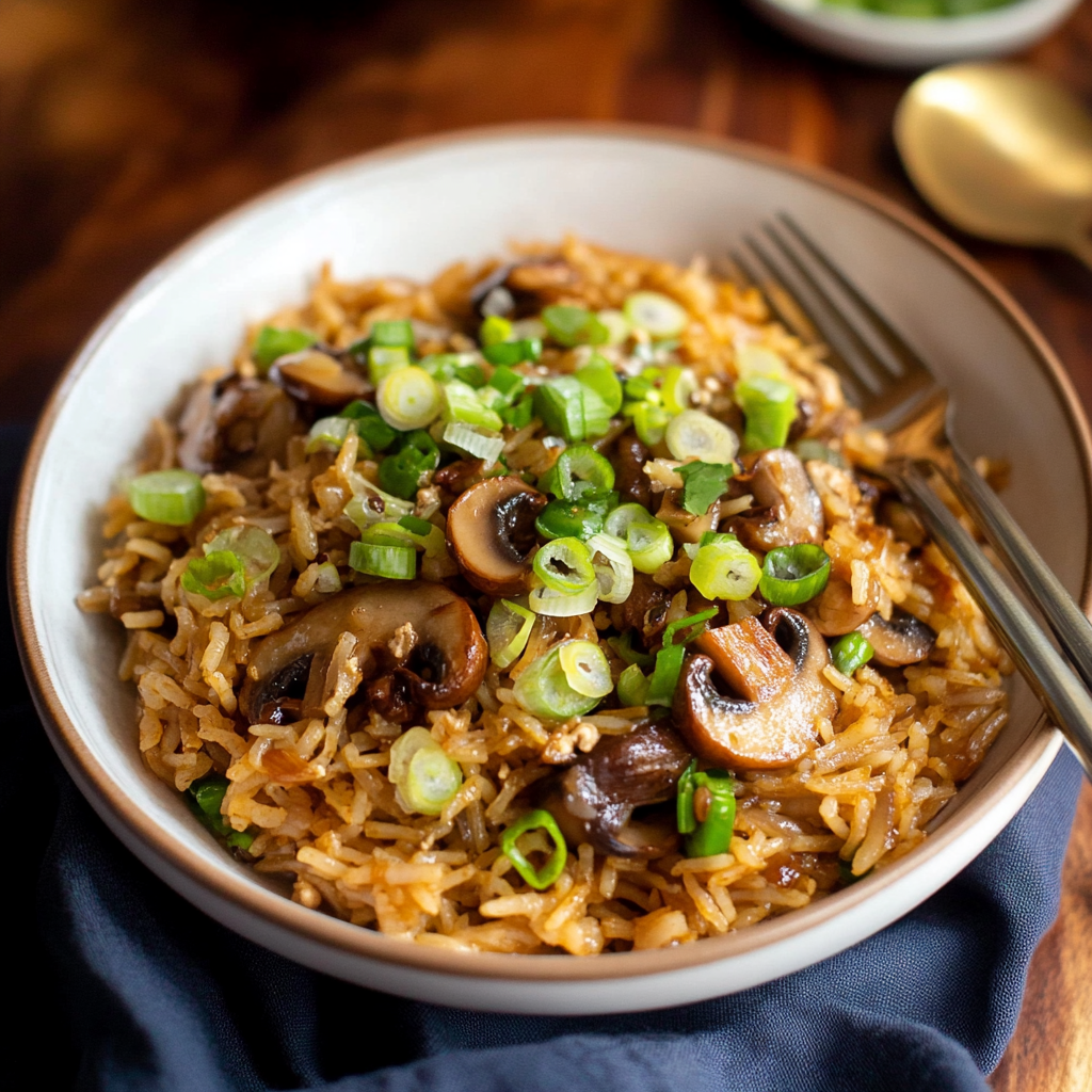 Recipe preparation for Baked Mushroom Rice