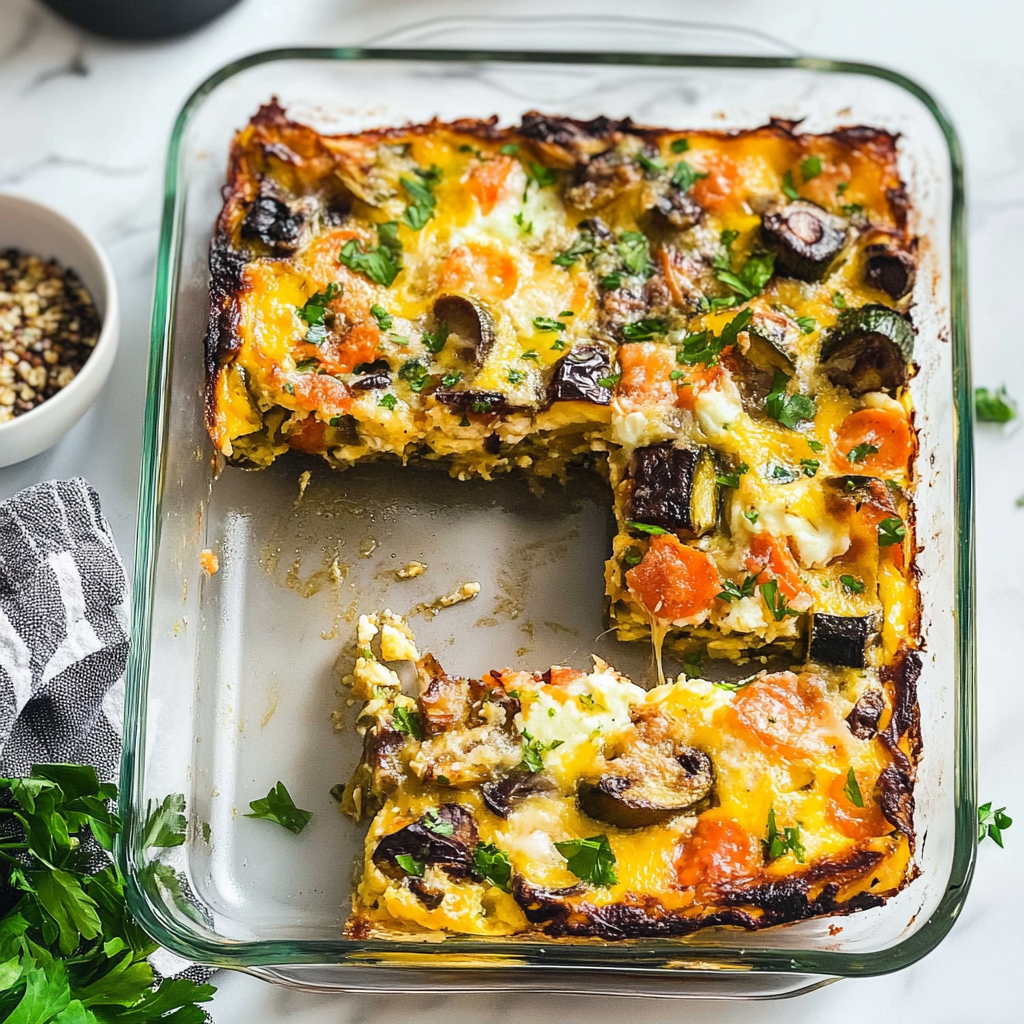 Recipe preparation for Vegetable Egg Casserole