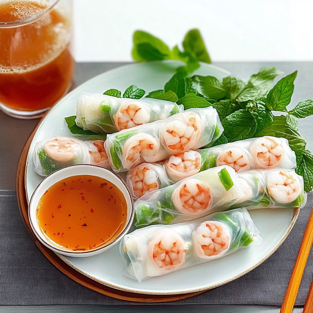 Recipe preparation for Asparagus and Prawn Rice Paper Rolls