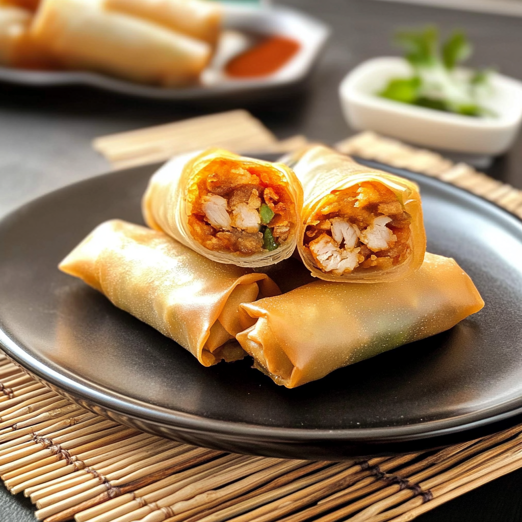 Recipe preparation for Crispy Chicken Spring Rolls