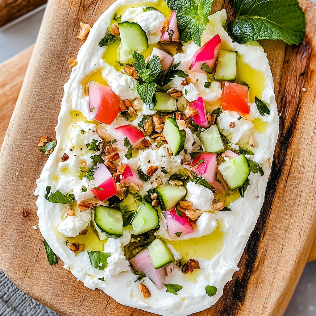 Recipe preparation for Whipped Feta & Olive Oil Dipping Board