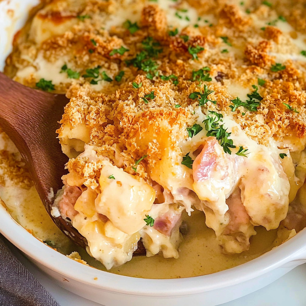 Recipe preparation for Chicken Cordon Bleu Casserole