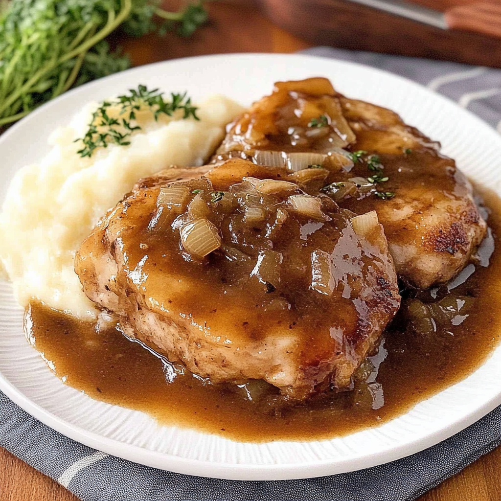 Recipe preparation for French Onion Pork Chops