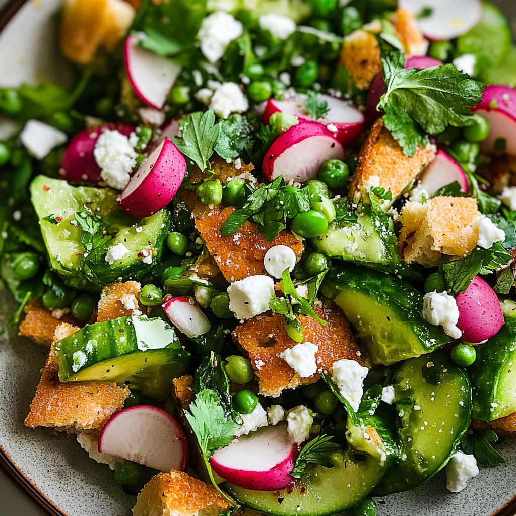 Recipe preparation for Spring Green Fattoush