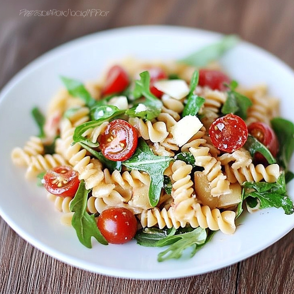 Recipe preparation for Farfalle Pasta Salad with Arugula and Cherry Tomatoes