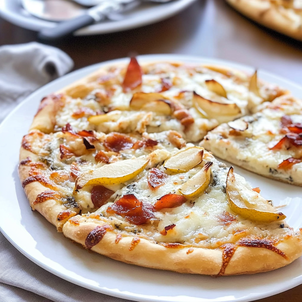 Recipe preparation for Sweet Pear Pizza