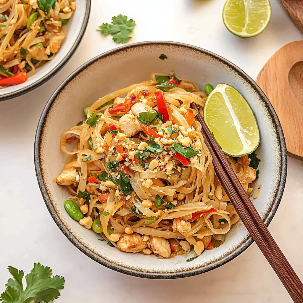 Recipe preparation for 30 Minute Garlic Butter Chicken Pad Thai