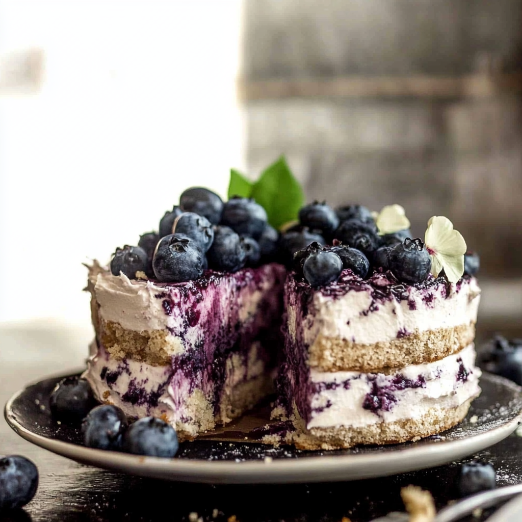 Recipe preparation for Bursting Blueberry Lemon Layer Cake