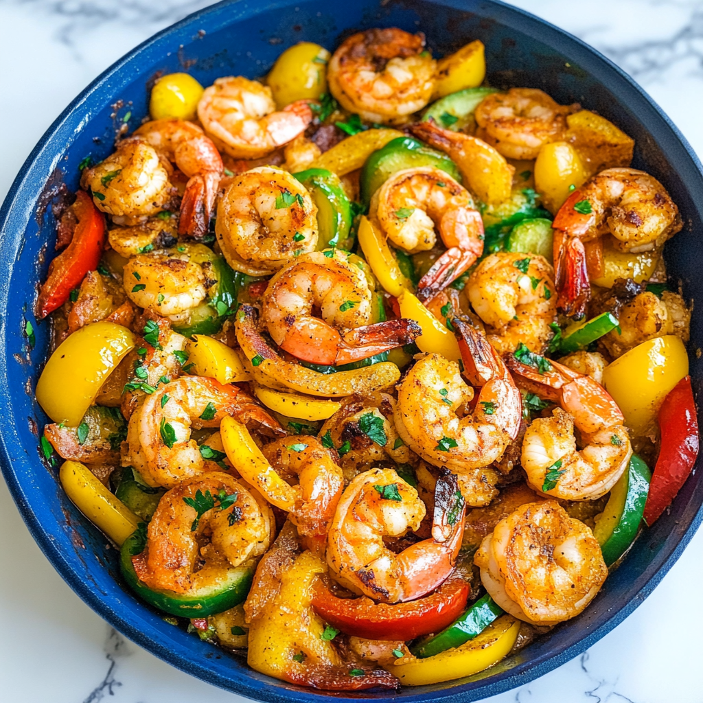 Recipe preparation for Cajun Shrimp With Bell Peppers & Corn