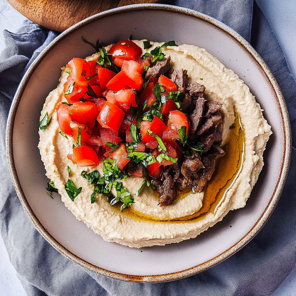 Recipe preparation for Hummus Bowl With Spiced Lamb