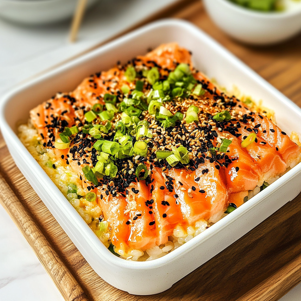 Recipe preparation for Salmon Sushi Bake