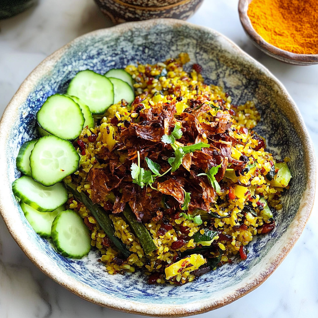 Recipe preparation for Kejadara with Cucumber and Mint Salad
