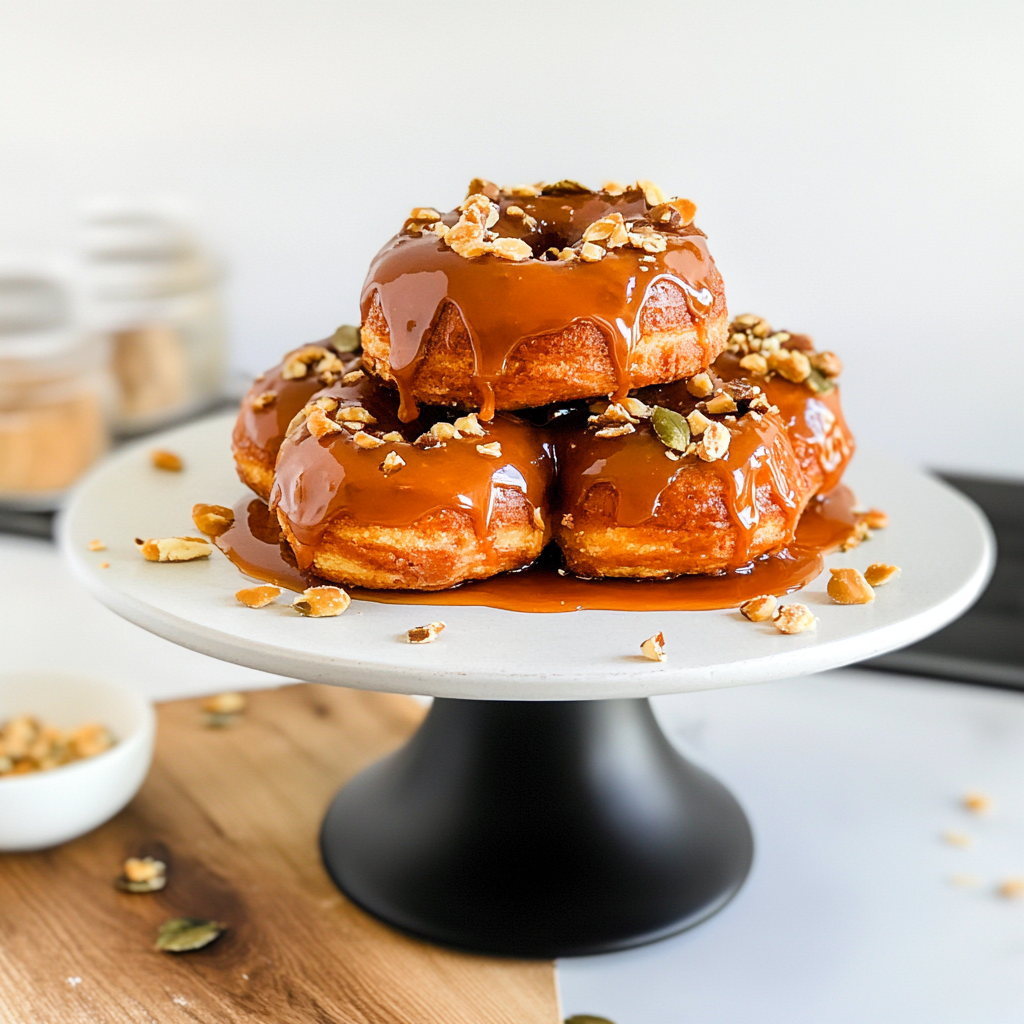 Recipe preparation for Bourbon Caramel Donuts