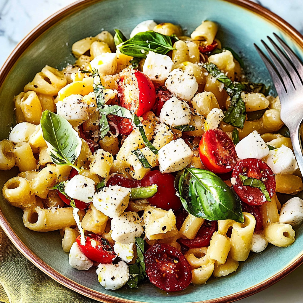Recipe preparation for Caprese Pasta Salad