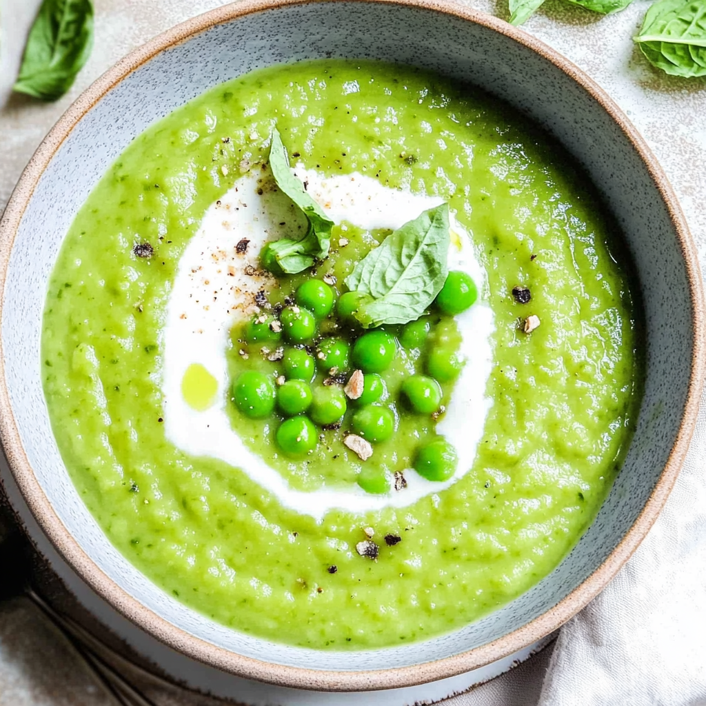 Recipe preparation for Quick Pea and Mint Soup